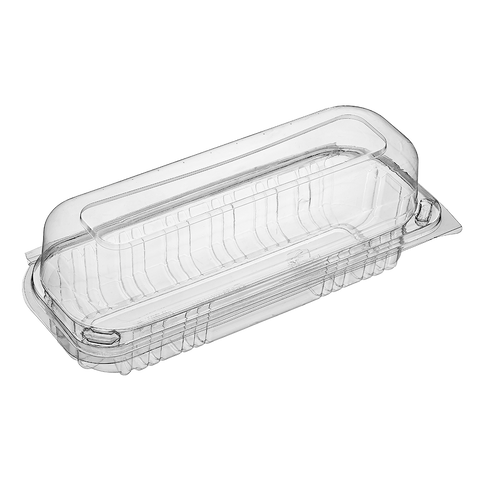 rPET Long Roll Container with Hinged Lid on a white background