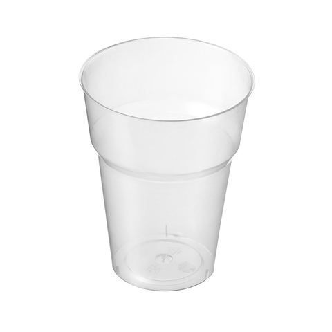 285ml Clear plastic PP cup on a white background