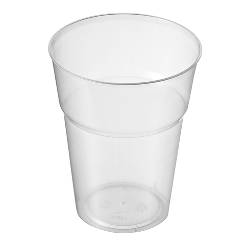 425ml Clear plastic PP cup on a white background