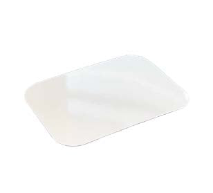 White rectangular paperboard lid for foil tray on a white background