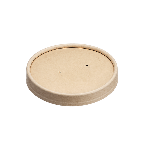 480ml Kraft Round Lid on a white background