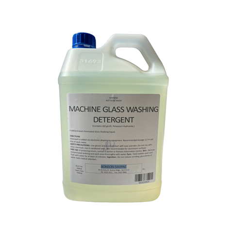 Bottle of machine glass washing detergent on a white background