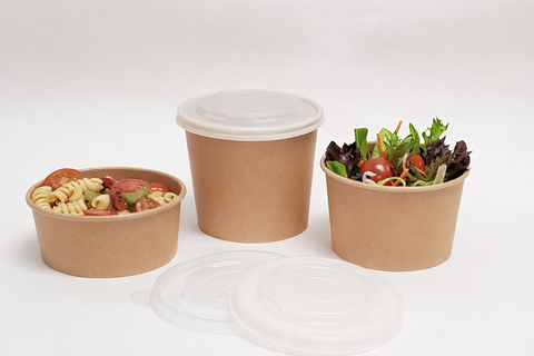 CraftWare™ Kraft Round Containers with Green-tree Graphic Ø140mm