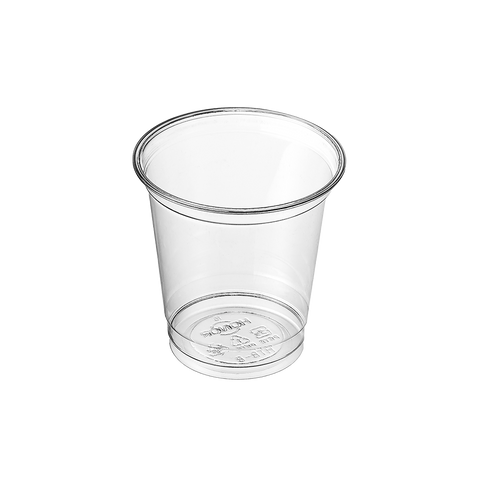 8oz Clear plastic cup on a white background