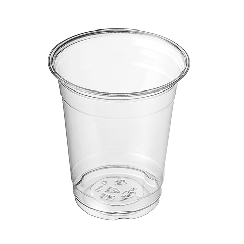 12oz Clear plastic cup on a white background