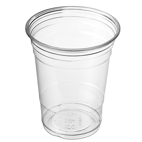 16oz Clear plastic cup on a white background