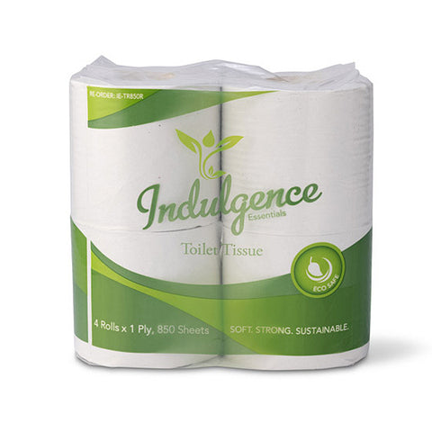 4 rolls of Indulgence toilet tissue on a white background
