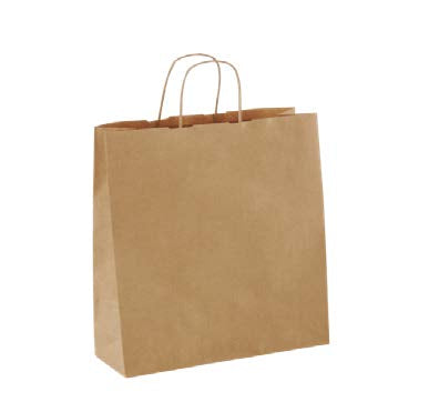 Large Brown paper bag with gusset and twine handles on a white background