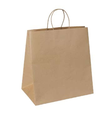 Large Brown paper bag with gusset and twine handles on a white background