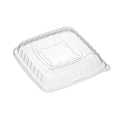 BioChoice™ PET Raised Lid for Square Container on a white background