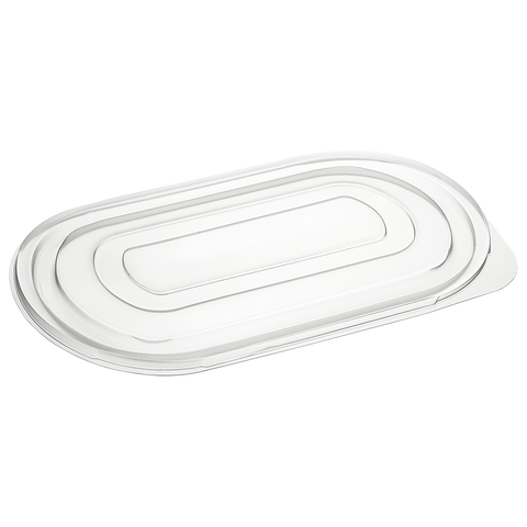 PP Raised Lid for Oval Compartment Meal Trays on a white background