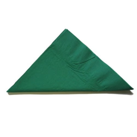 Green triangular 1-PLY Lunch napkin on a white background