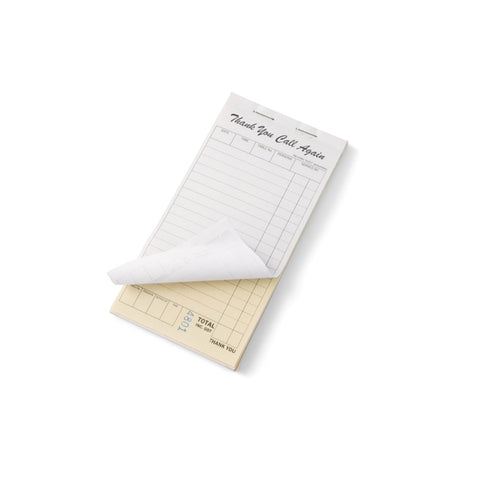 Narrow medium carbonless docket book on a white background
