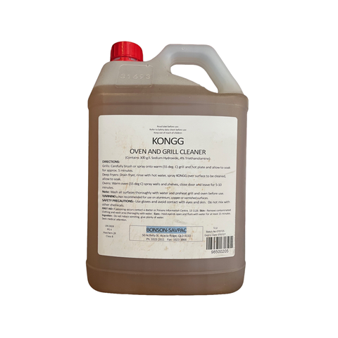 Kongg oven and grill cleaner container with a white label on a white background