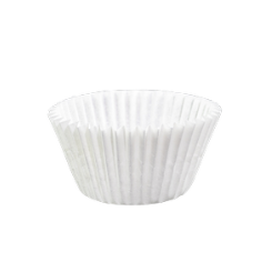White paper cupcake liner on a white background