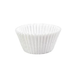 White paper cupcake liner on a white background