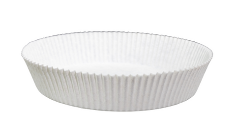 White ribbed baking dish liner on a white background
