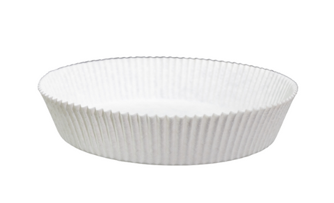 White ribbed cupcake liner on a white background