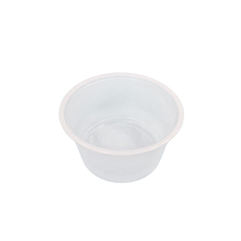 95ml Clear plastic 3oz portion cup on a white background