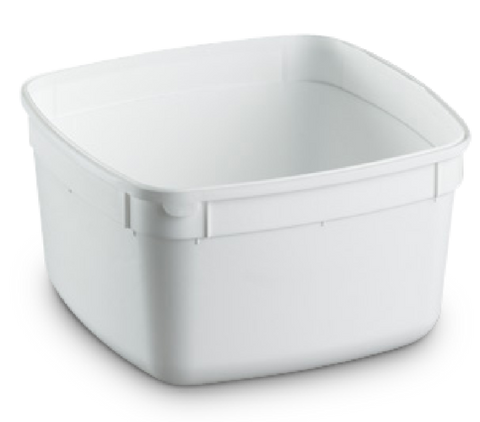 2L Freezer grade White plastic ice cream container on a white background