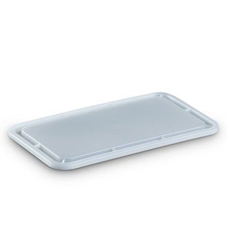 White plastic rectangular lid on a white background