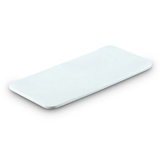 Rectangular white ice cream container lid on a white background