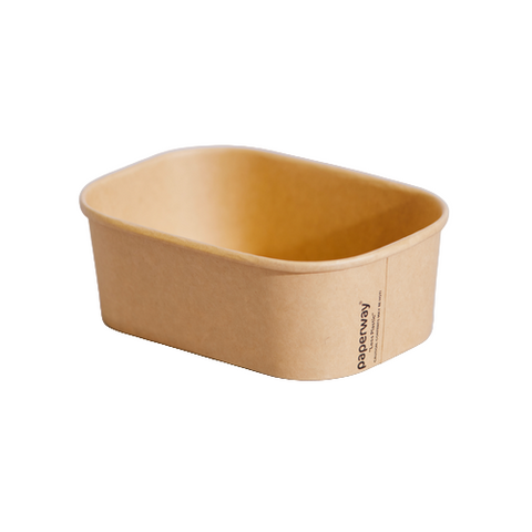 750ml Beige oval kraft paper dish on a white background