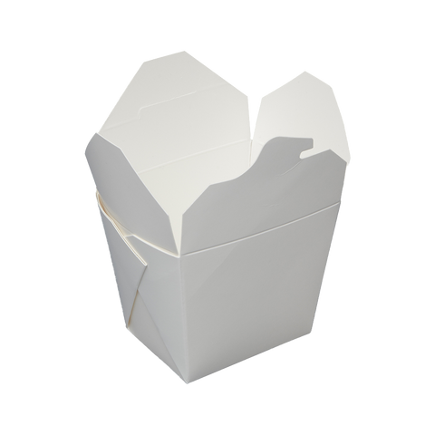 White paper takeout container on a white background