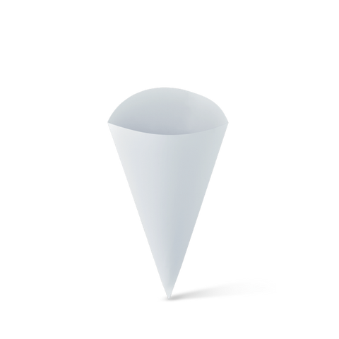 White paper food cone on a white background
