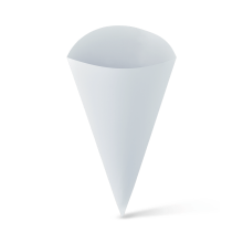 White paper food cone on a white background