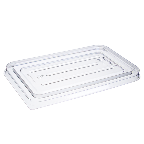 Clear Bonson plastic loaf container base on a white background
