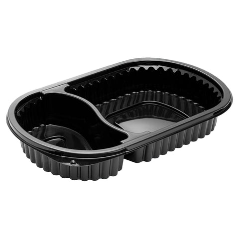PP Oval 2-Compartment Meal Tray on a white background