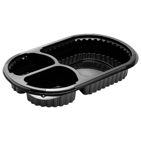 PP Oval 3-Compartment Meal Tray on a white background