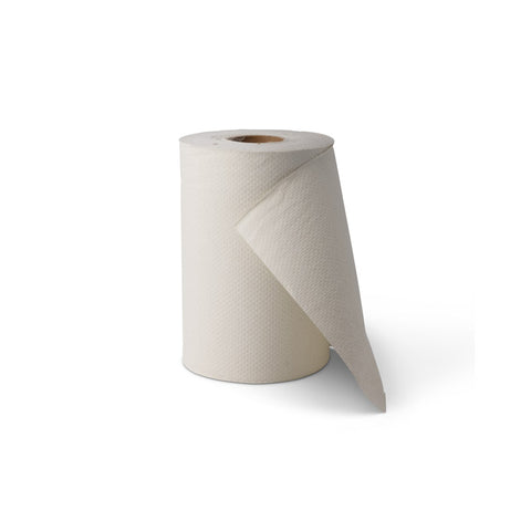 White paper towel roll on a white background