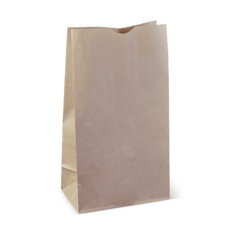 Tall Brown paper bag with gusset on a white background