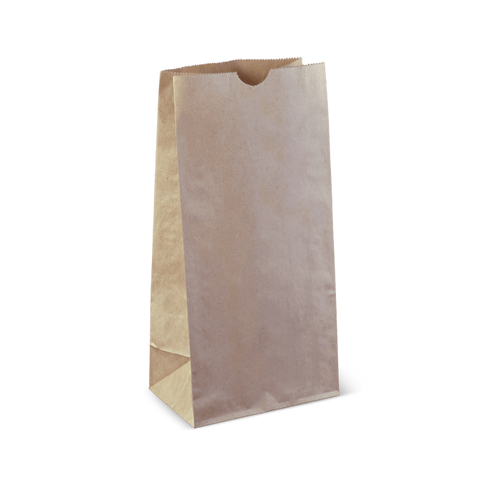 Tall Brown paper bag with gusset on a white background