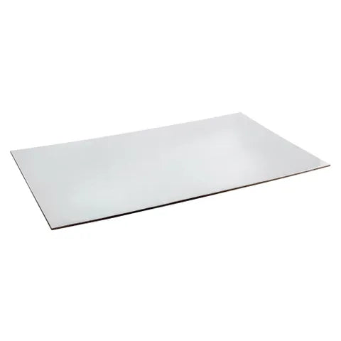 Rectangular foil cake board on a white background