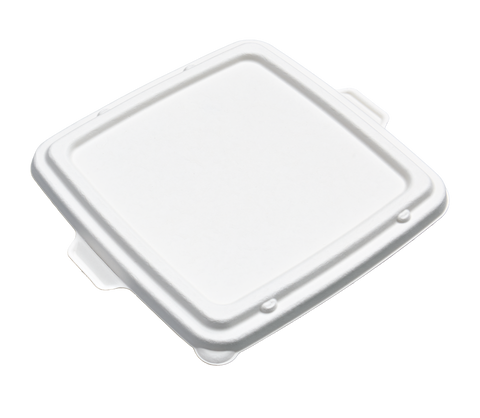 BioChoice™ Sugarcane Lid for 9" 3 Compartment Meal Box on a white background