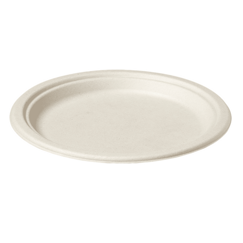 BioChoice™ Sugarcane Round Plate on a white background
