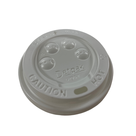 white coffee cup sipper lid with buttons showing options