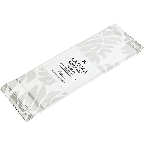 Aroma Refreshing Towel with leaf pattern on a white background